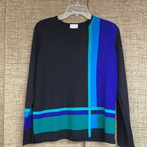 KORET wool blend color block sweater main color black